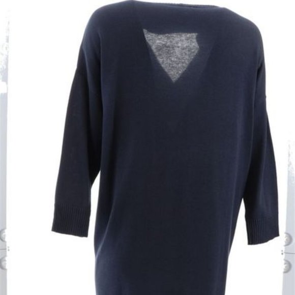 NWT ISAAC MIZRAHI DROP SHOULDER OPEN SWEATER CARDIGAN NIGHT INDIGO XXS - Picture 5 of 10